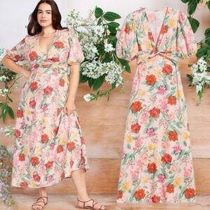 Old Navy Multicolor Linen Blend‎ Floral Garden Party Spring Summer Maxi Dress XL